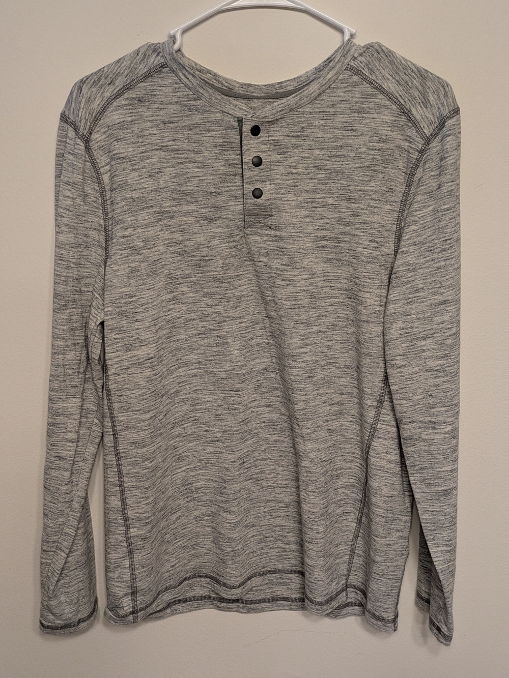 Express Men's Grey Marled Long Sleeve Henley